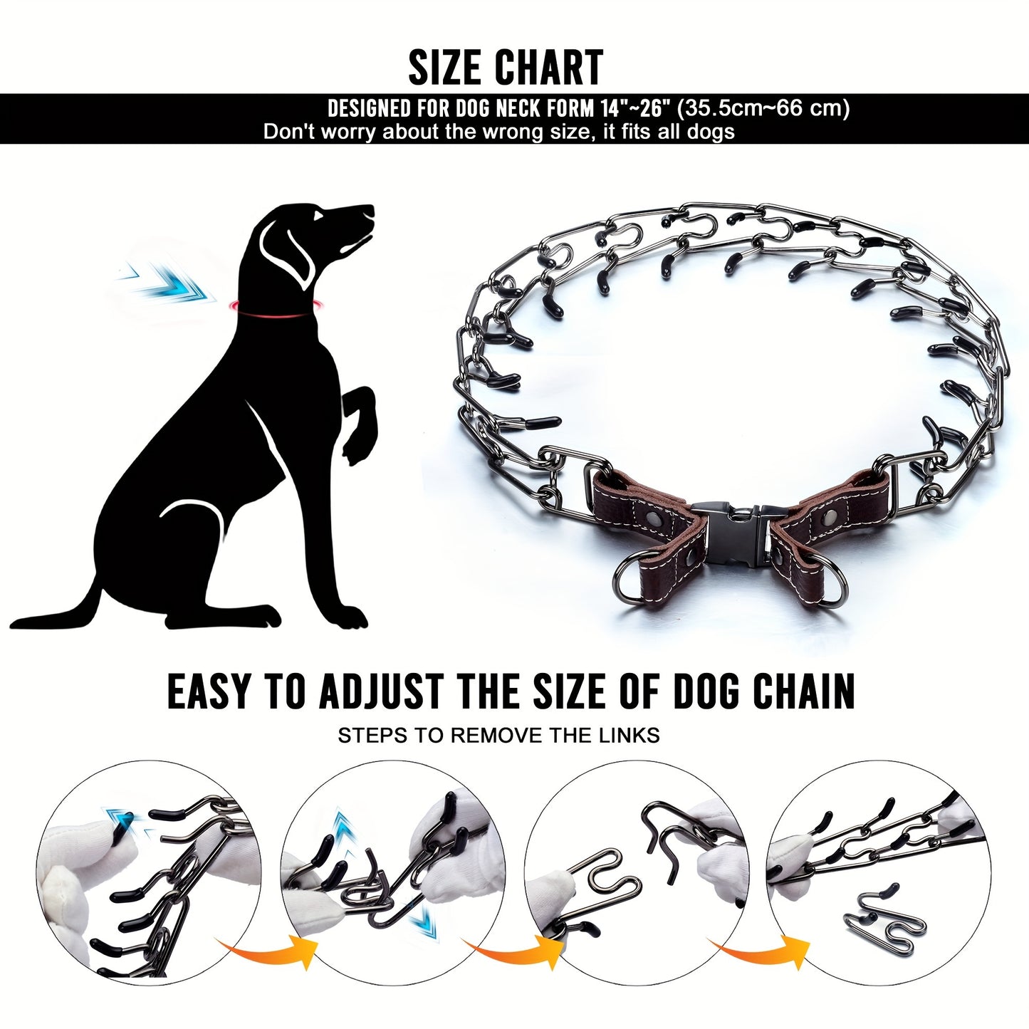 Prong Collar For Dogs Adjustable Pinch Training Collar 14 To 26