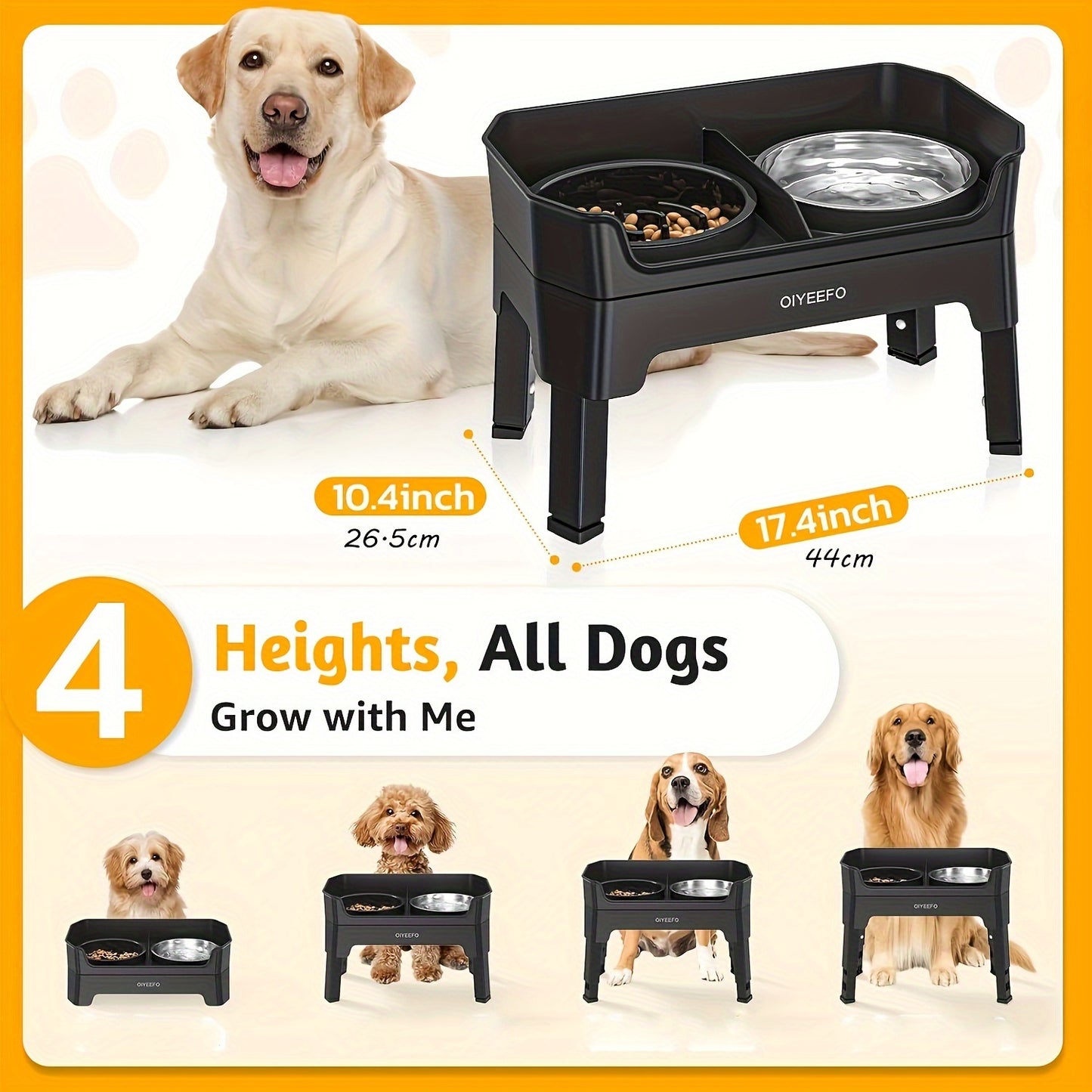 Home Relaxation Adjustable Height Elevated Dog Bowl Stand