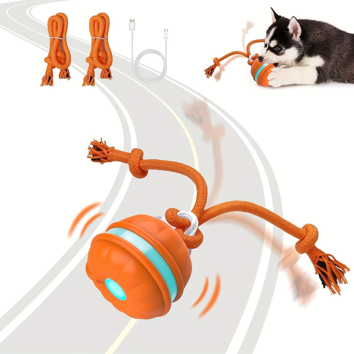 Interactive Motion-Activated Rolling Dog Toy with Holiday Design