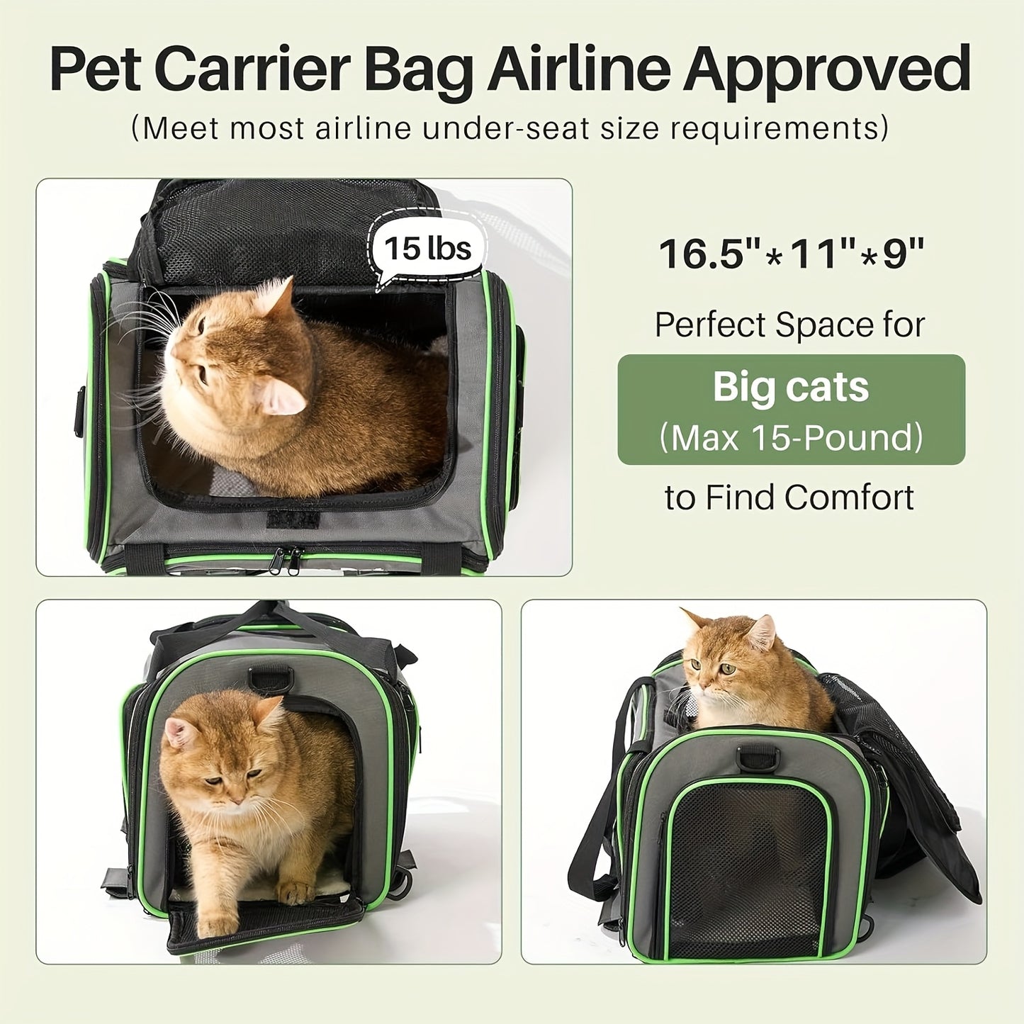 Under 15lb Collapsible Pet Carrier With Wheels For Cats