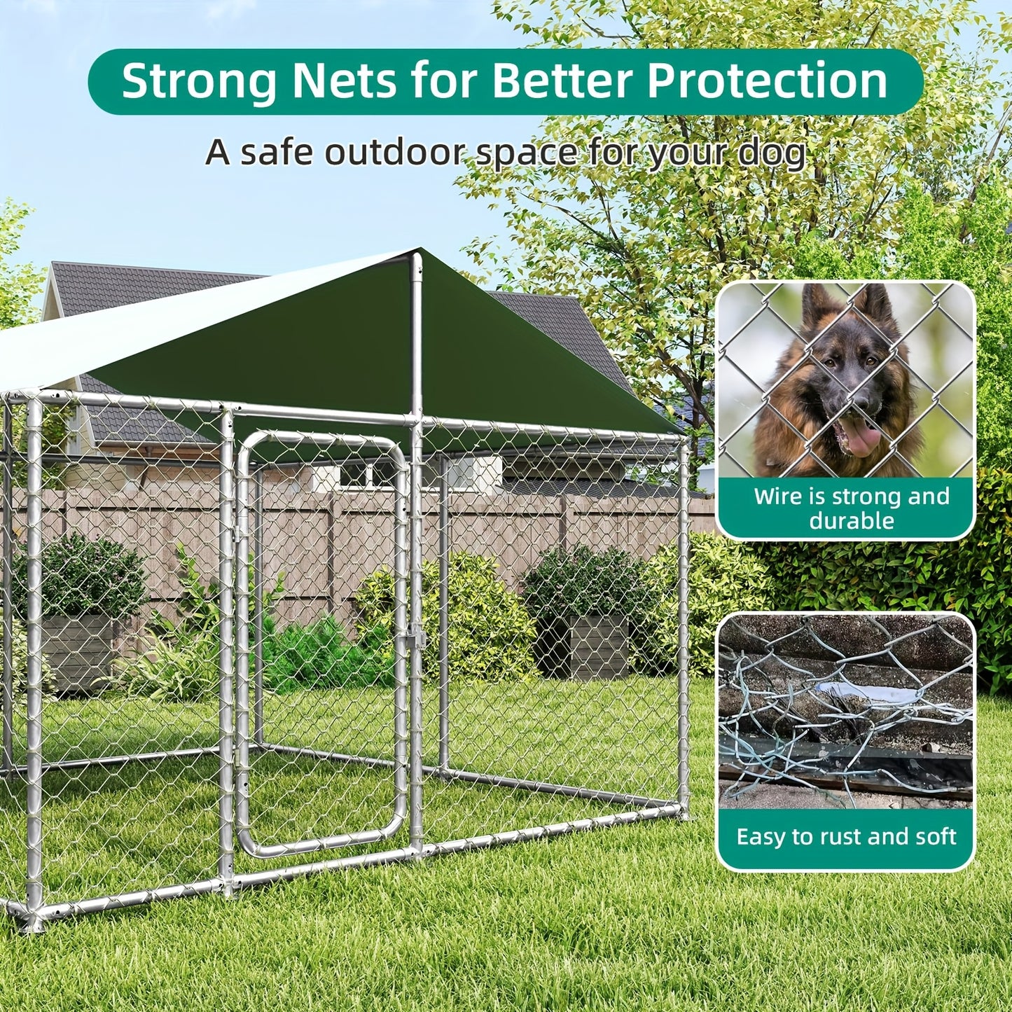 Heavy Duty Outdoor Dog Kennel With Waterproof Cover and Lock