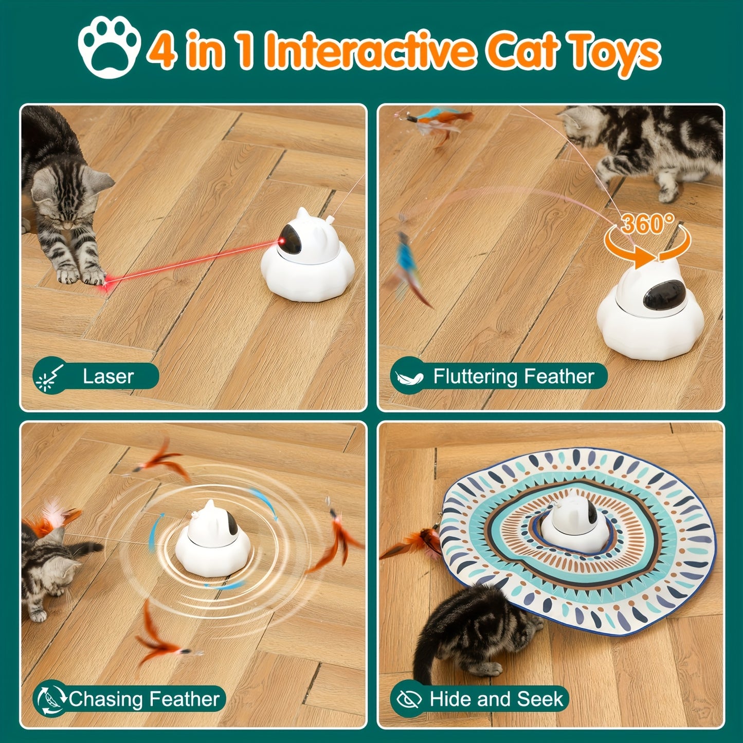 Cat Laser Toy Automatic 4-in-1 Interactive Toys For Cats