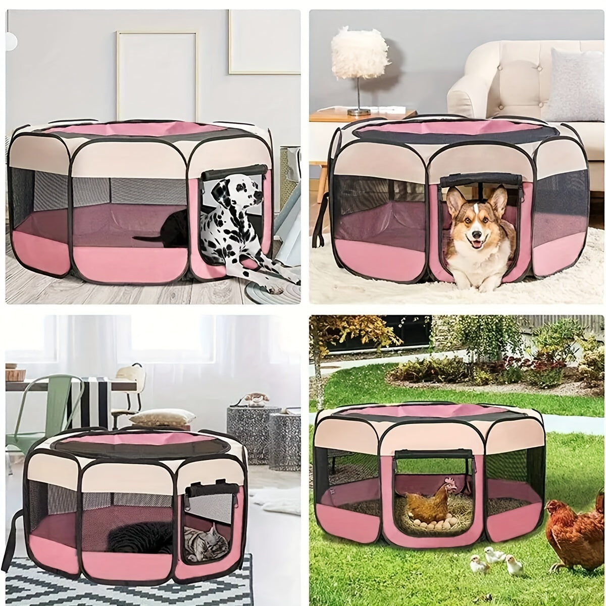 Collapsible Octagonal Pet Enclosure for Dogs and Puppies