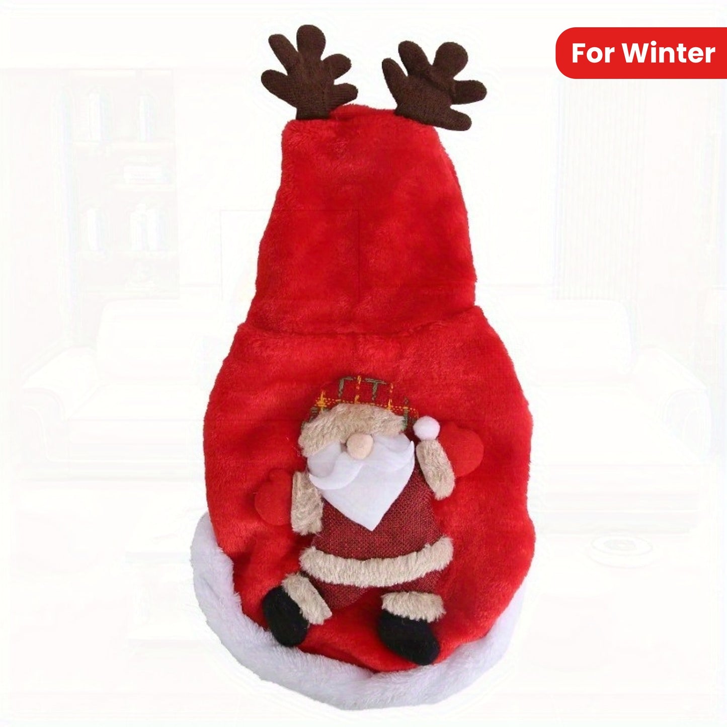 Festive Pet Santa Claus Reindeer Antlers Costume for Holidays