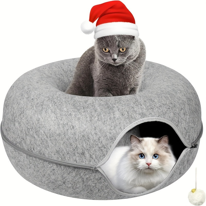 Cat Tunnel Bed And Indoor Cat Hideout Donut Cave 20-24 Inch