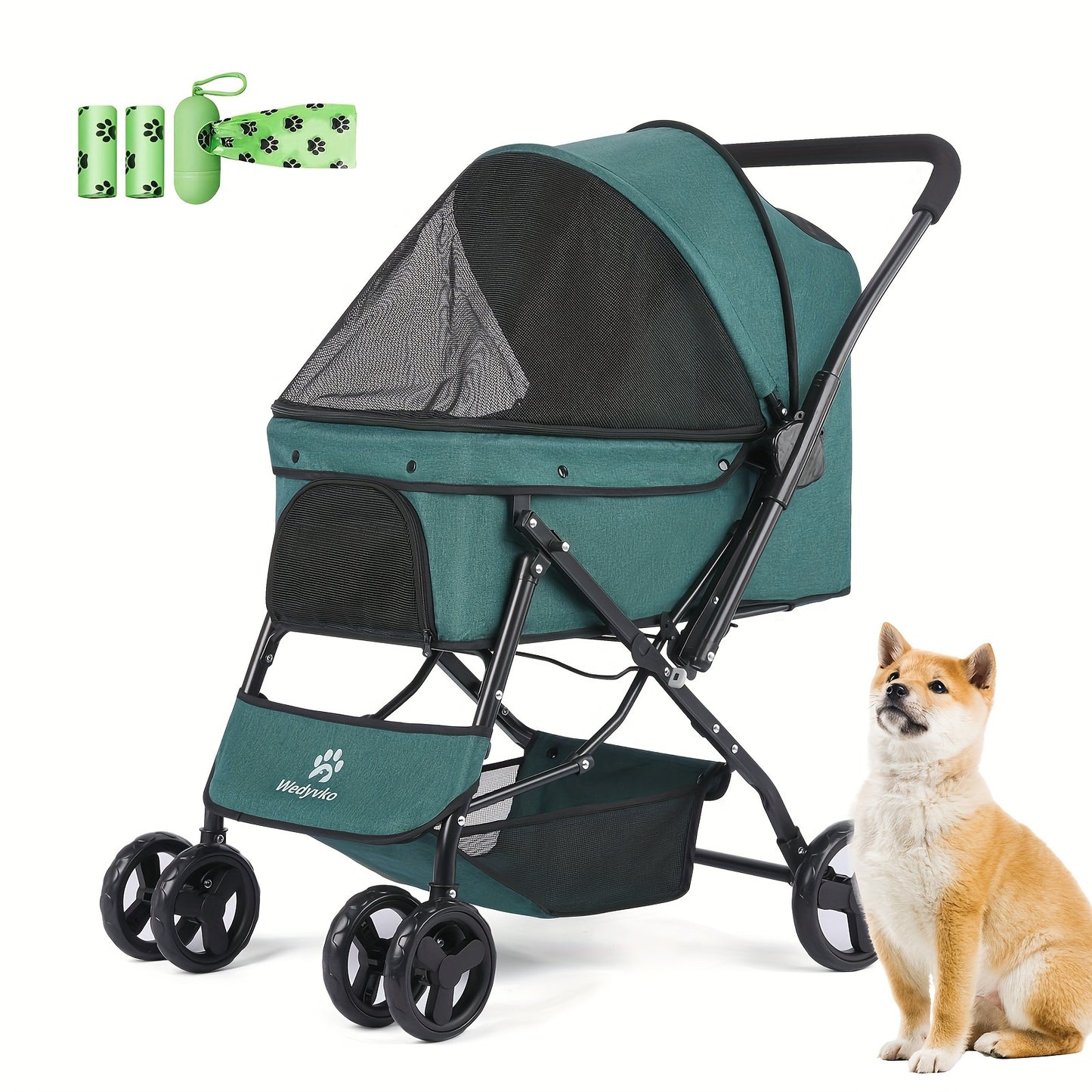 Medium-Sized 50 Pound Dog Stroller With 360 Front Wheels