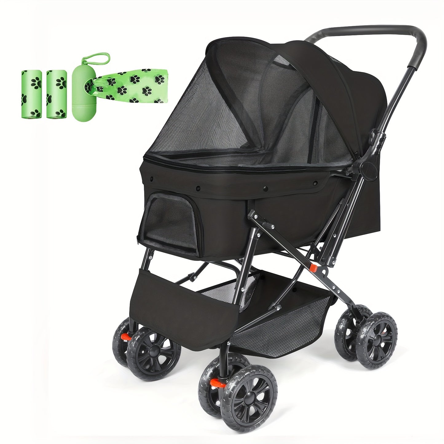Medium-Sized 50 Pound Dog Stroller With 360 Front Wheels
