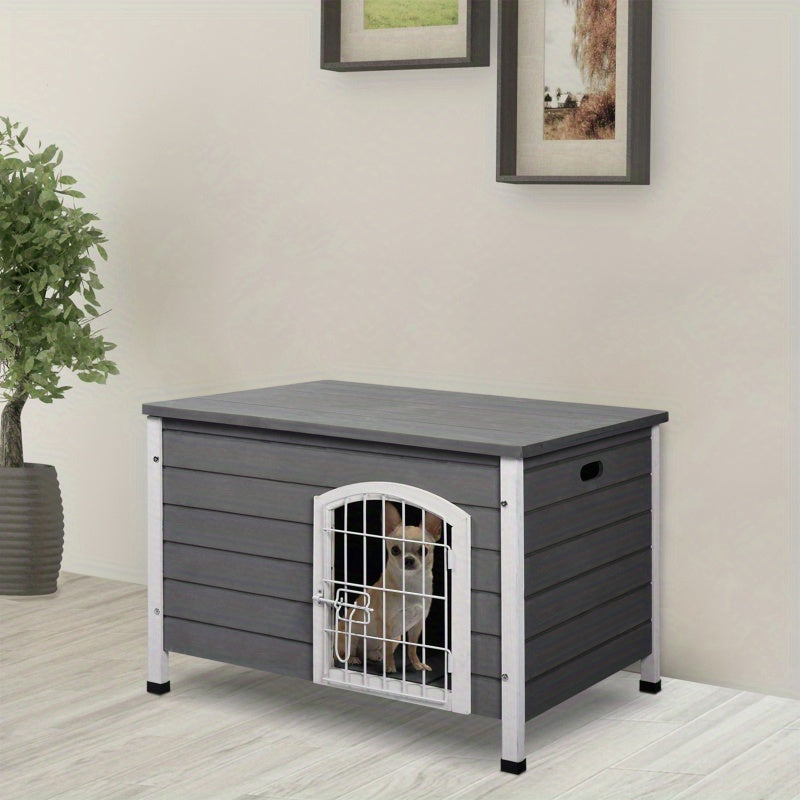 Wooden Dog Kennel with Wire Door for Outdoor Use