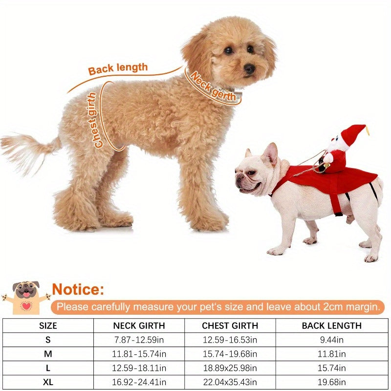 Santa Claus Sleigh Costume for Pets Perfect for Holiday Fun