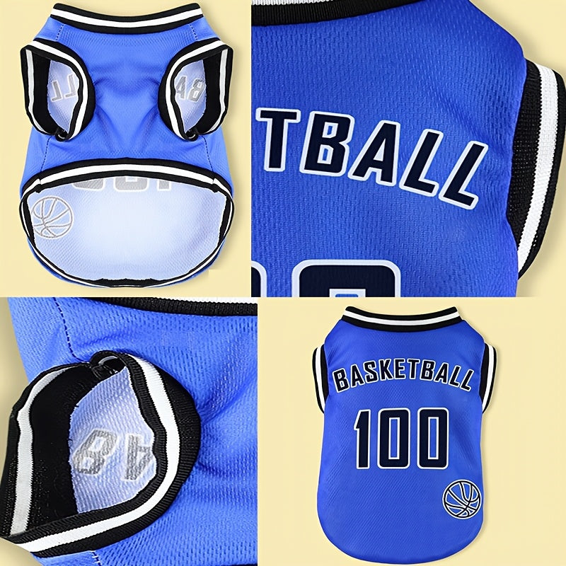 Cute Dog Basketball Vest Shirt Set for Summer Fun