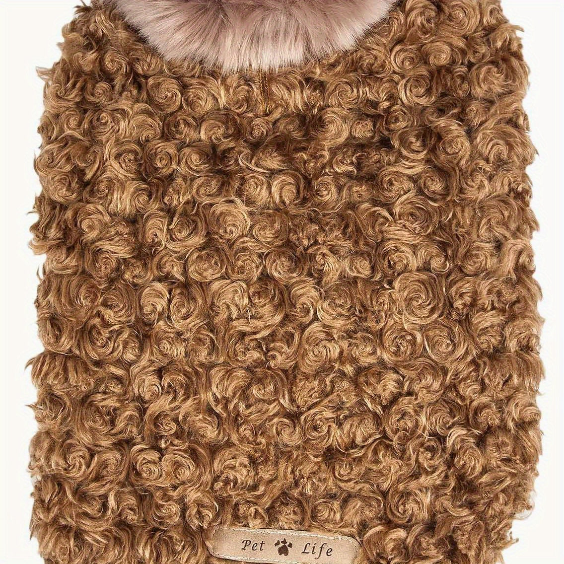 Luxury Shaggy Dog Coat with Faux-Fur Collar and Warm Lining