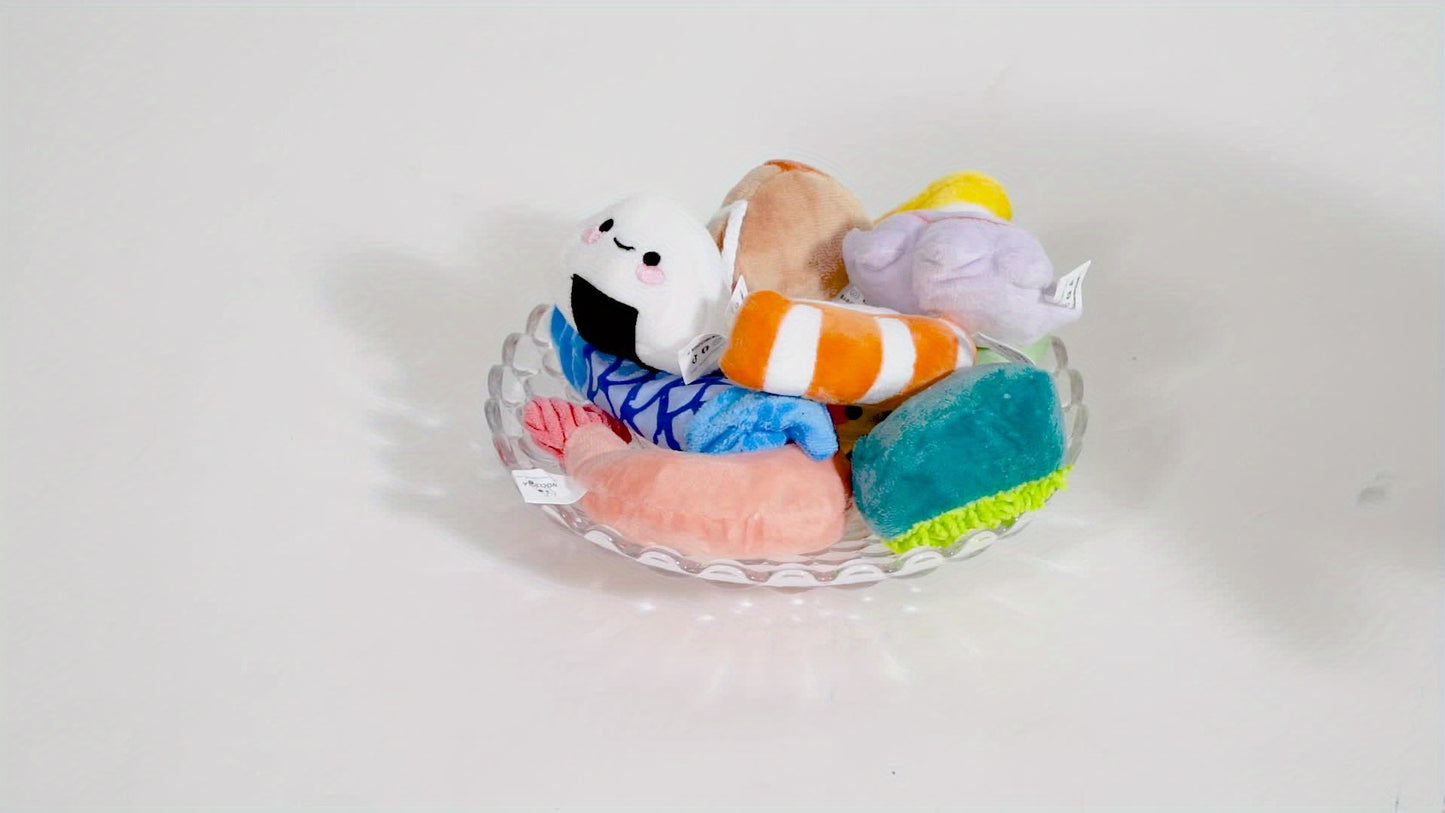 Nocciola Sushi Plush Dog Toys Set with Squeaky Chew Toys