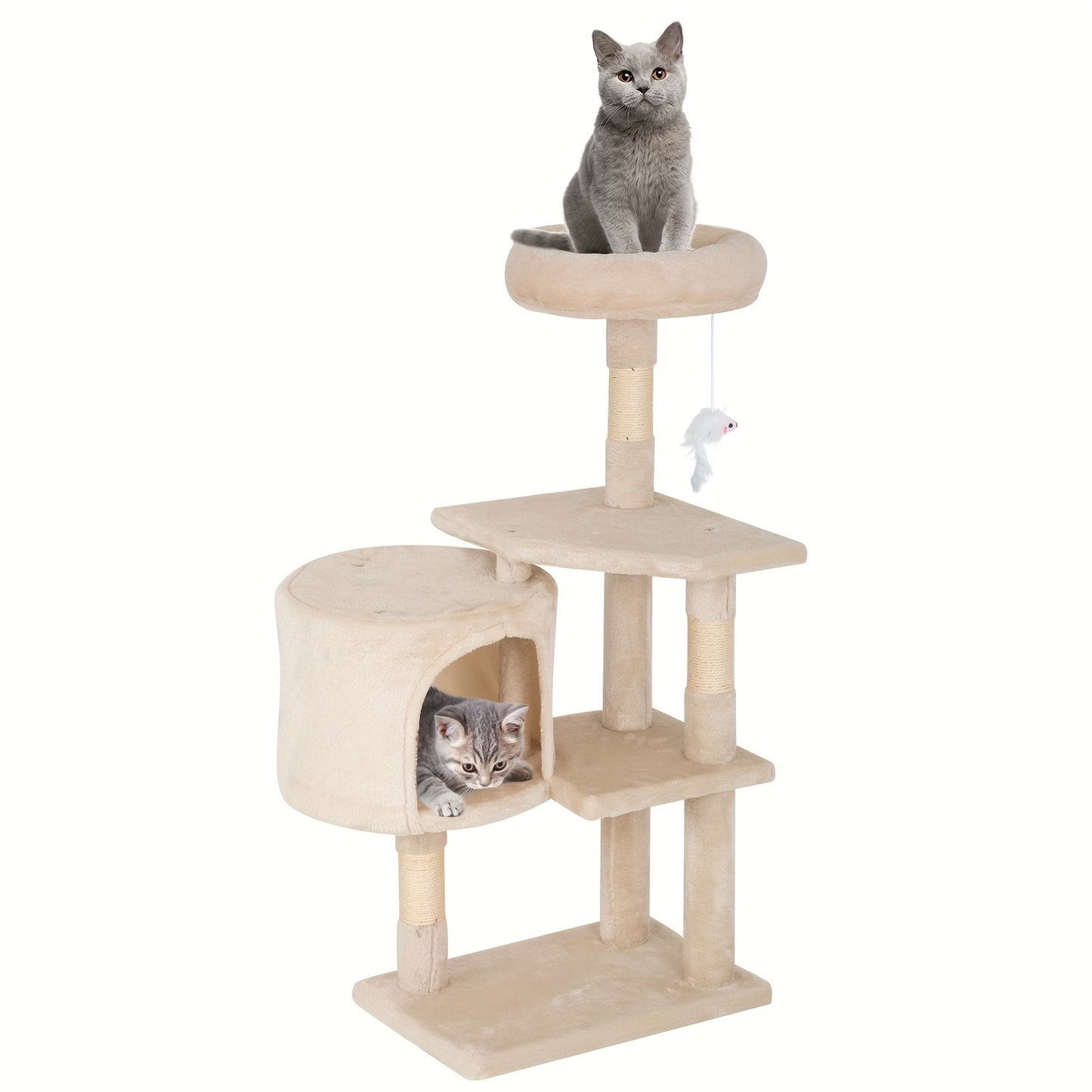 Multi-Level Cat Tree Tower 54/70 Durable Plywood Space Saving