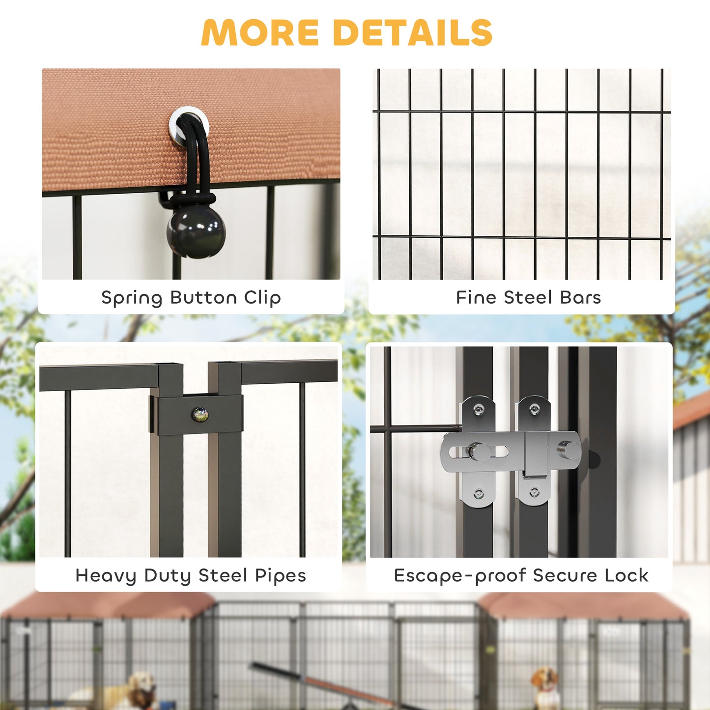 Spacious Outdoor Dog Kennel with Two Rooms and Canopy