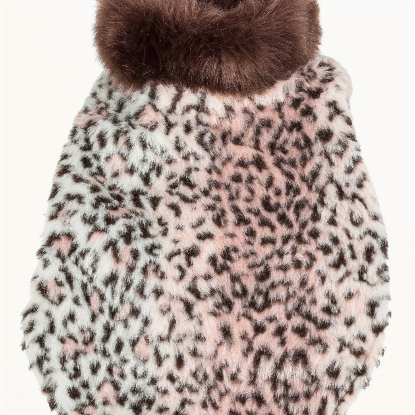 Trendy Cheetah Pattern Mink Dog Coat with Faux-Fur Collar