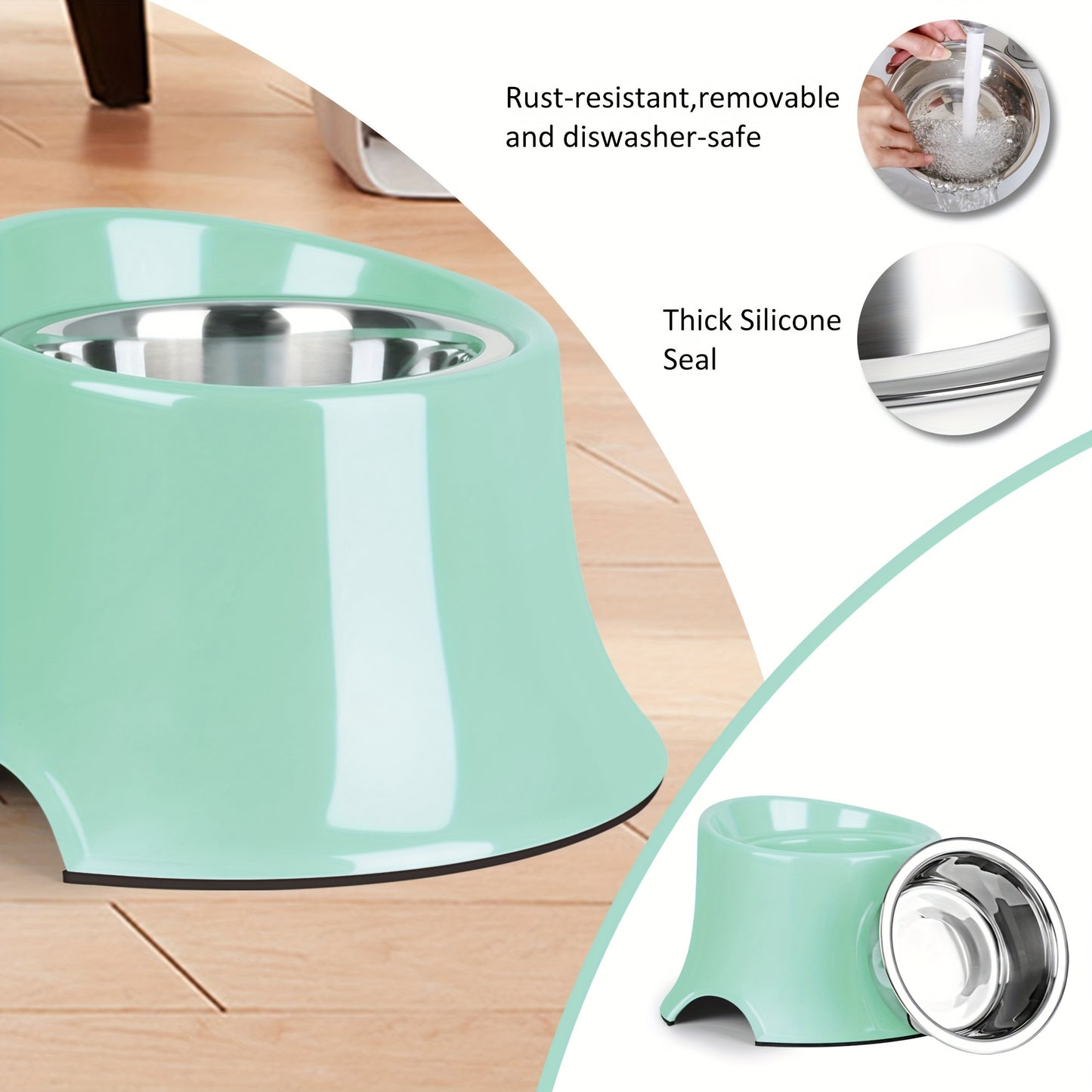 Elevated Dog Bowls Non-Slip Stainless Steel Bowl M/2 Cup