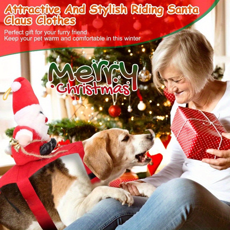 Santa Claus Sleigh Costume for Pets Perfect for Holiday Fun