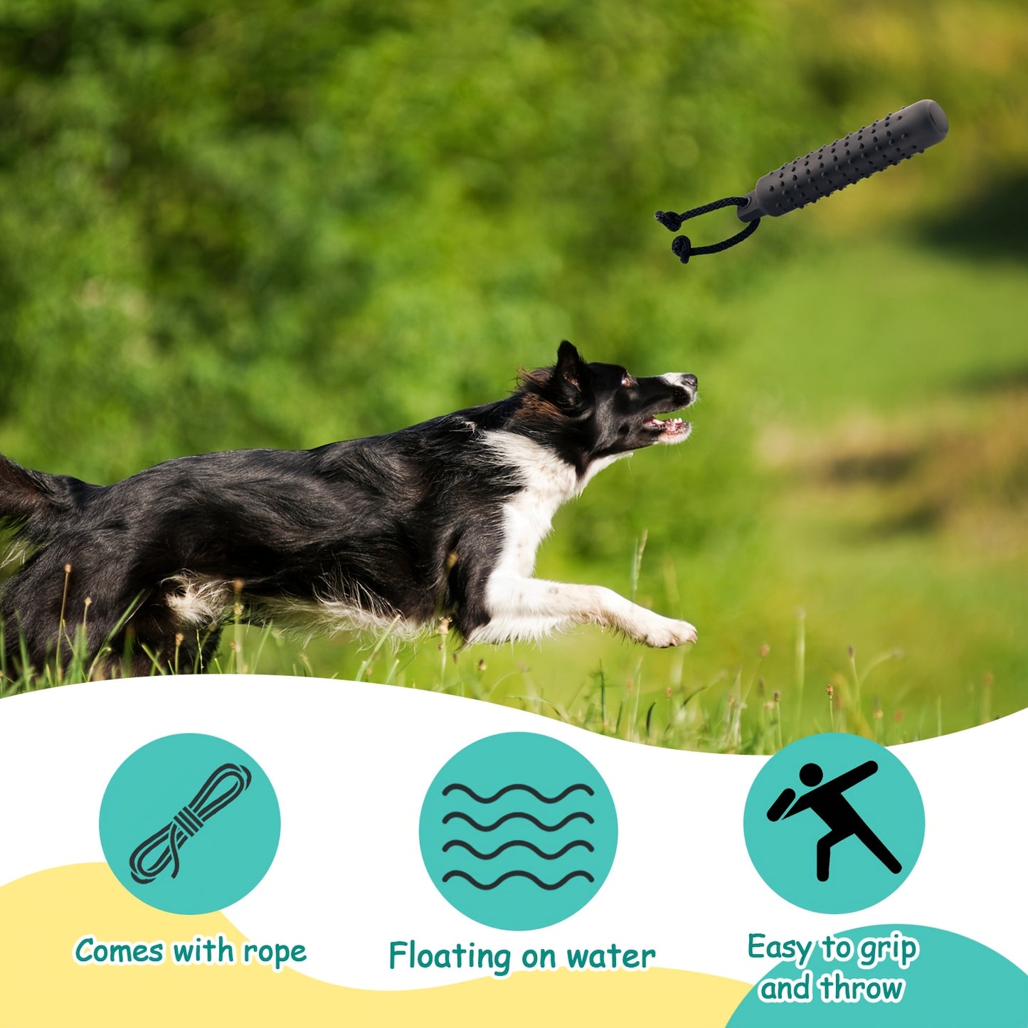 4pcs Dog Training Bumper With Throw Rope 11 X 2 Inch