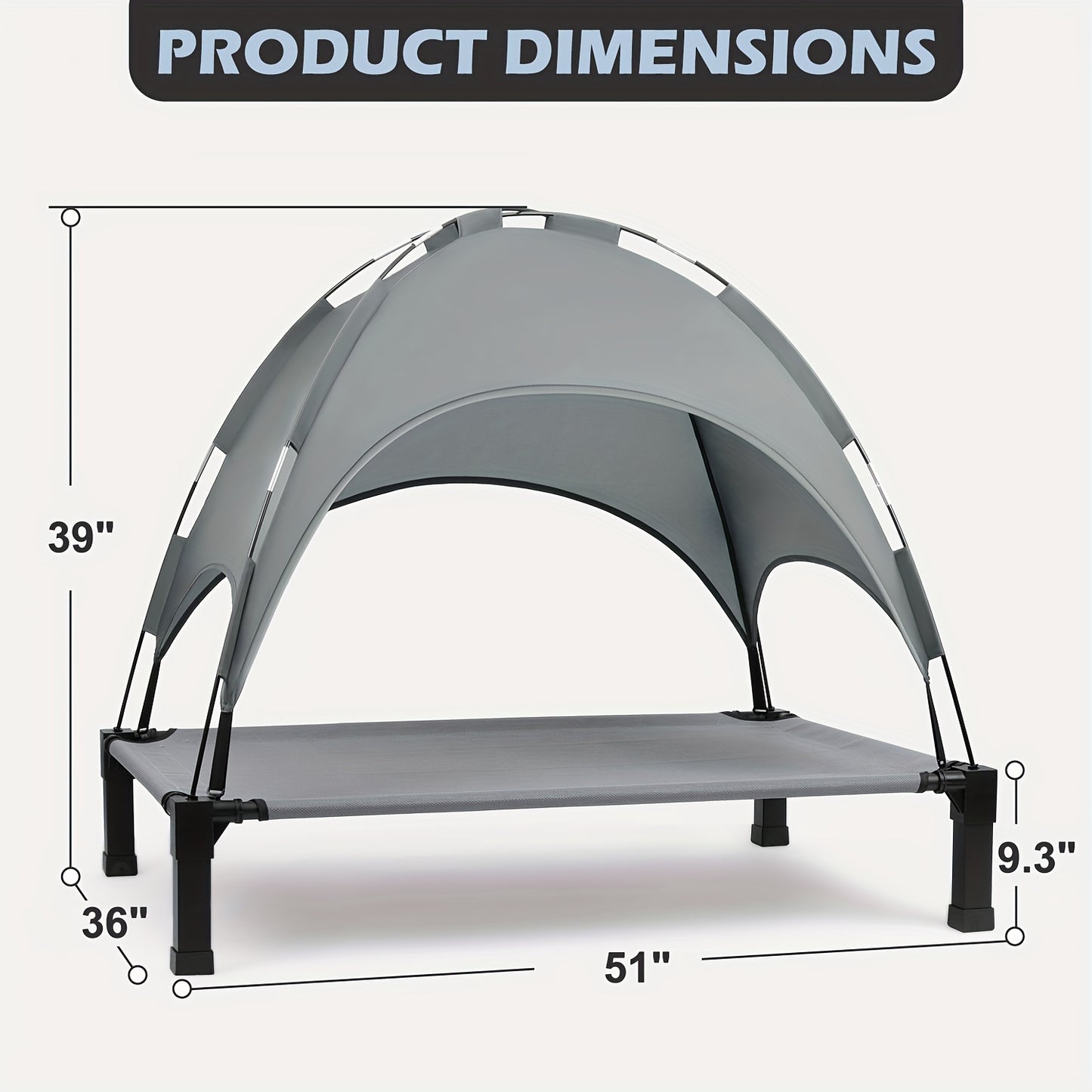 Elevated Outdoor Dog Bed With Canopy And Shade Tent
