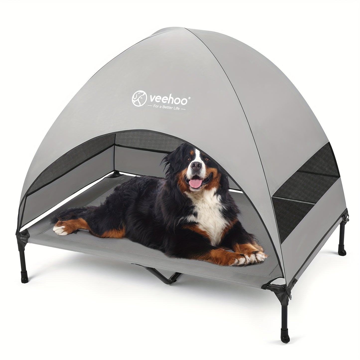 Veehoo Elevated Cooling Dog Bed with Removable Canopy