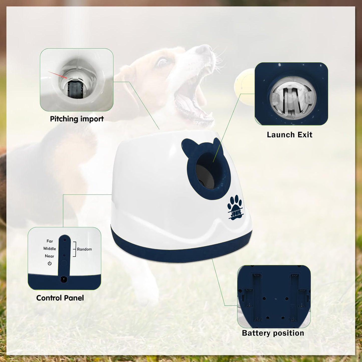 Vivicreate Automatic Dog Ball Launcher Interactive Fetch Toy