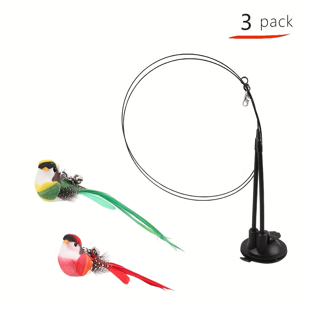 Cat Teaser Set Simulated Bird Hands-Free Cat Stick Long Rod