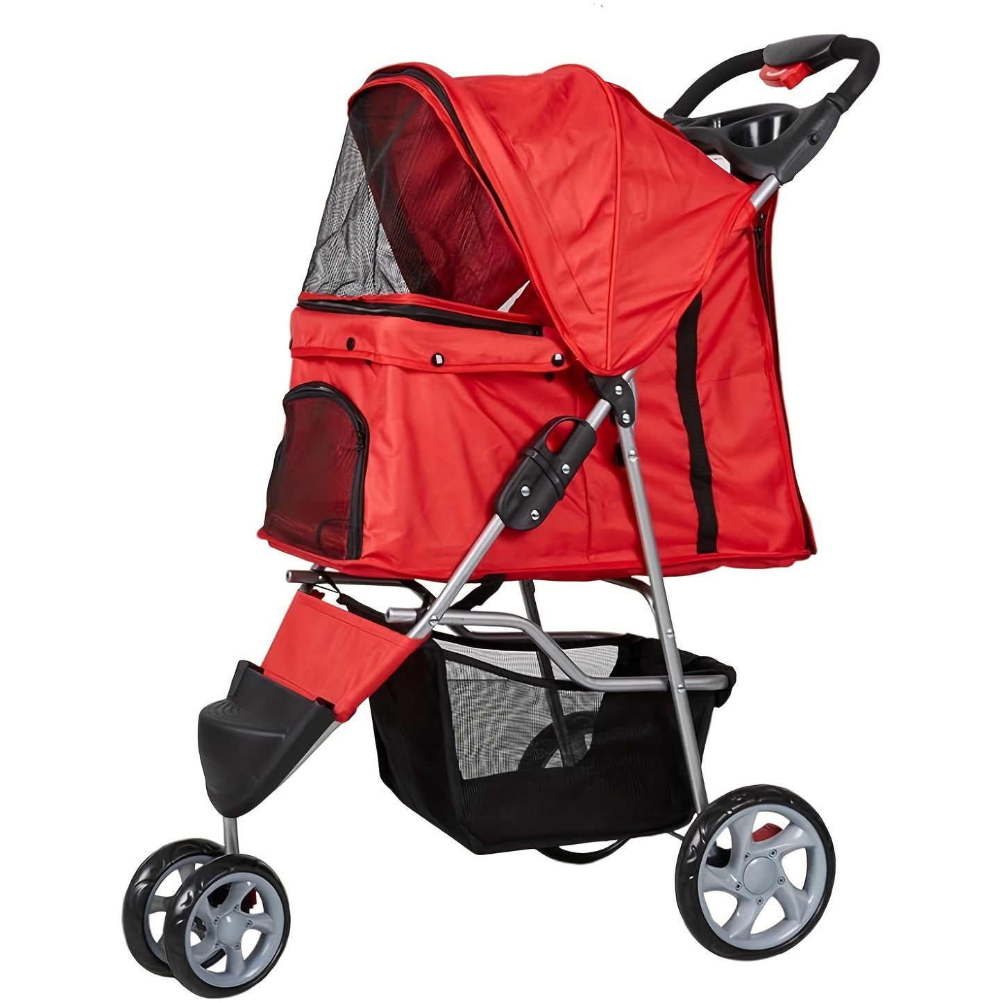 Folding 4-Wheel Double Pet Stroller - Twin Carrier Pushchair