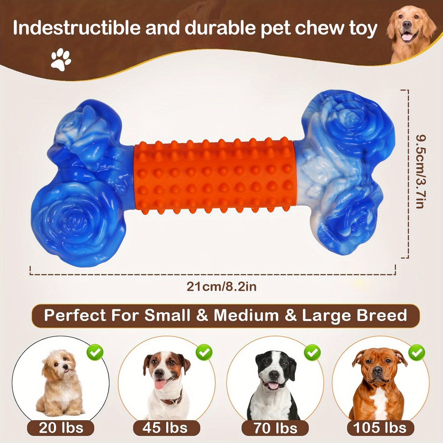 Indestructible Beef Flavored Bone Shape Dog Chew Toy