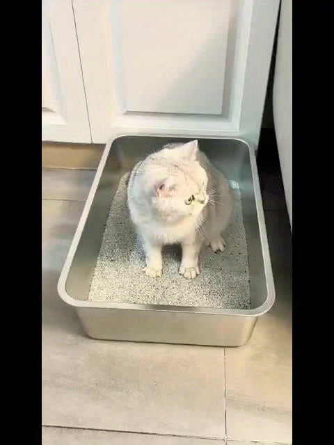 Stainless Steel Cat Litter Box for Easy Cleanup and Odor Control