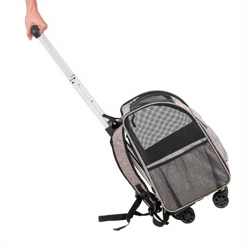 VEVOR Rolling Pet Carrier Backpack for Travel with Removable Wheels