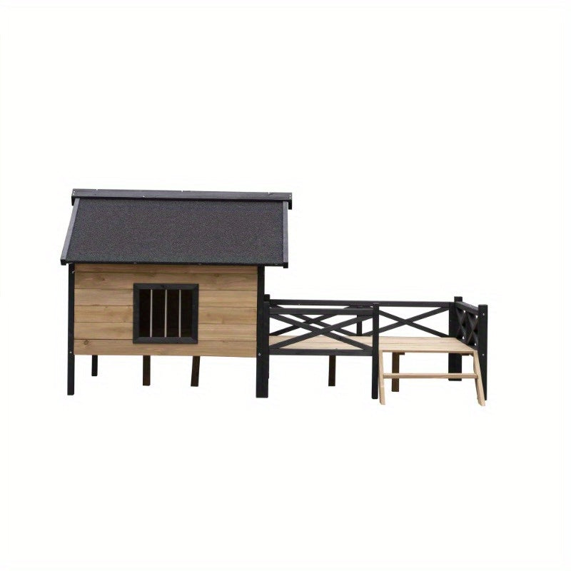 Wooden Dog Kennel with Porch for Outdoor Comfort and Style
