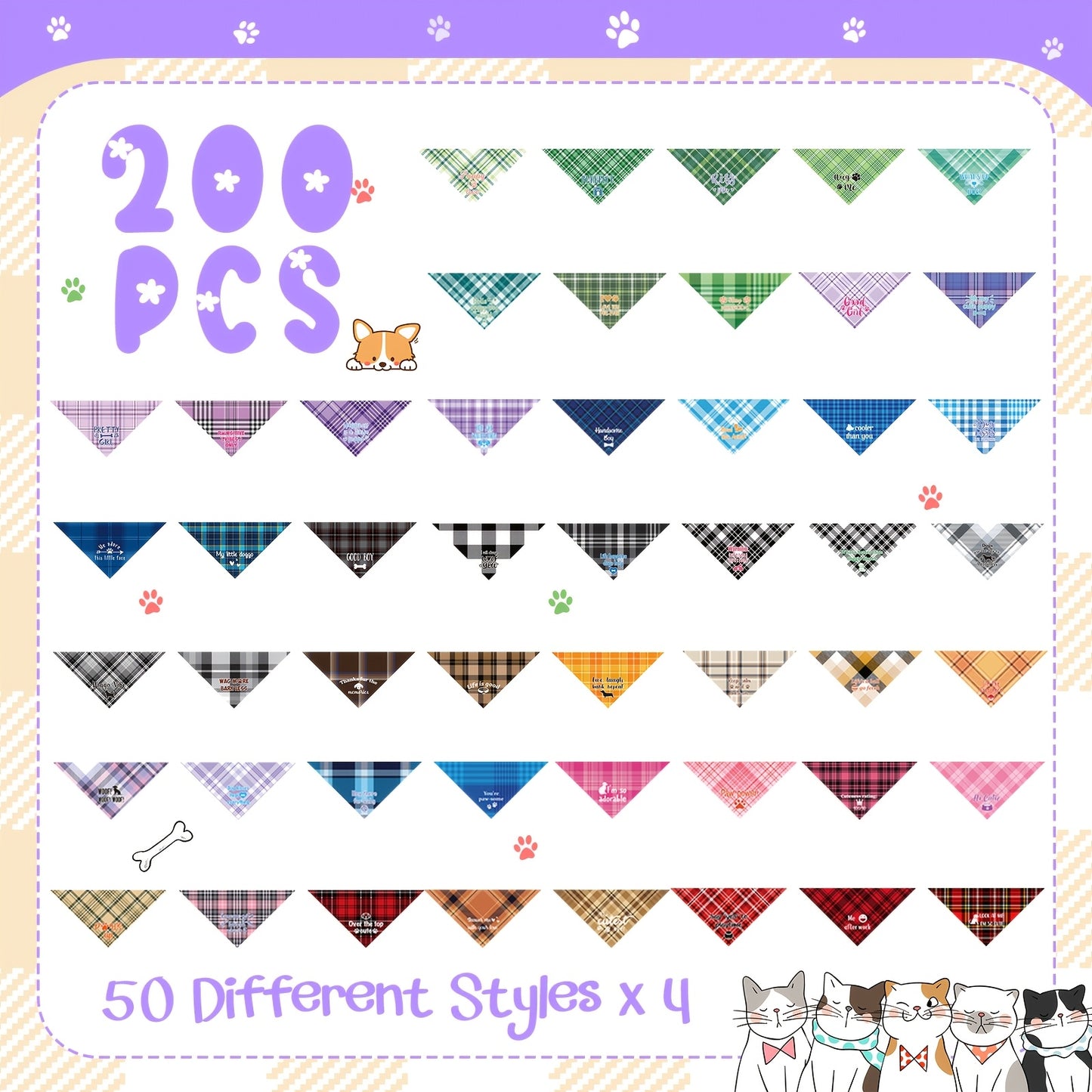 Cute Plaid Dog Bandanas Bulk for Stylish Pets