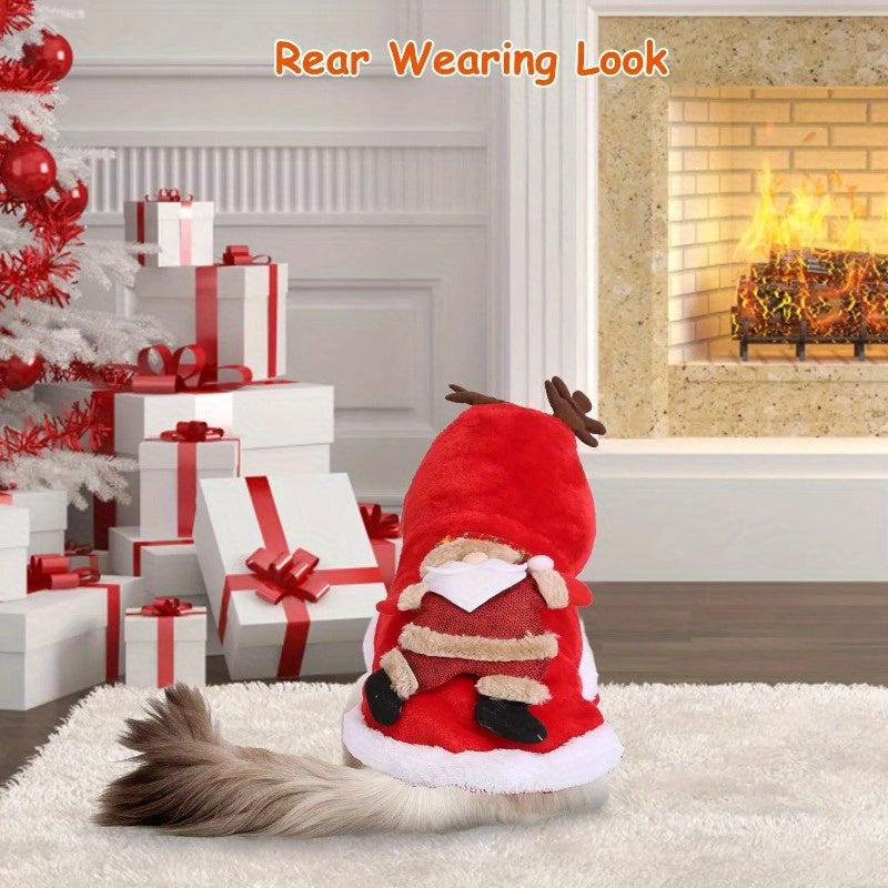 Festive Pet Santa Claus Reindeer Antlers Costume for Holidays