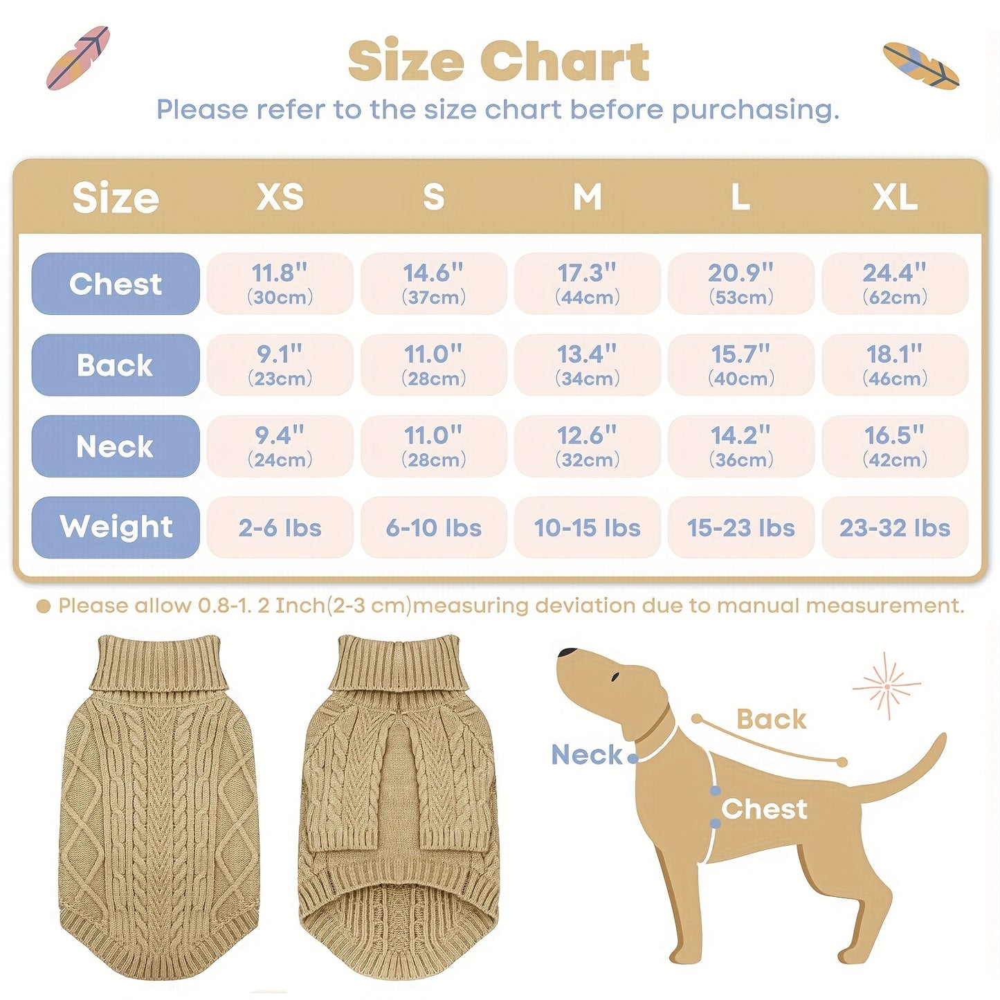 Cozy Turtleneck Dog Sweater for Small and Medium Breeds