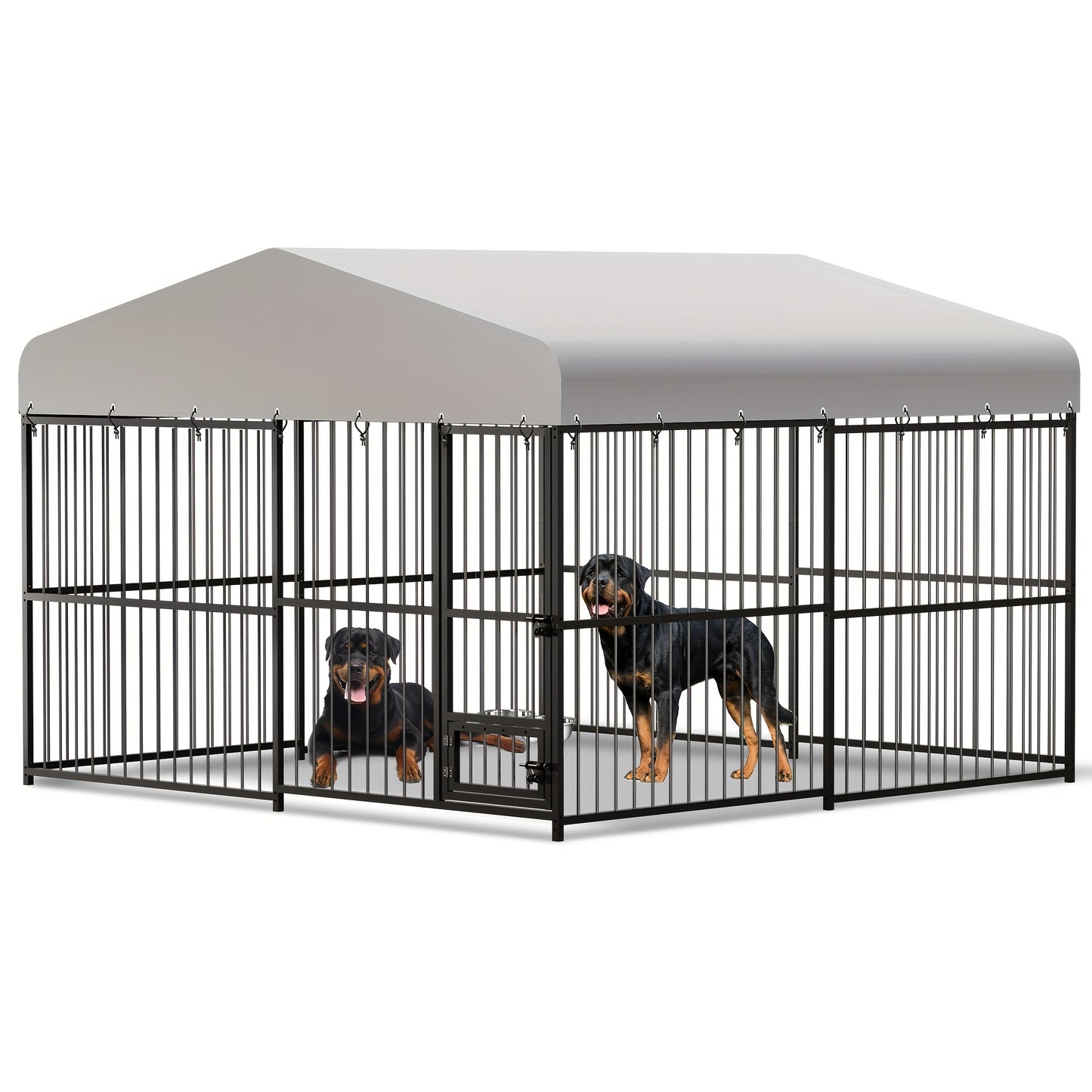 Heavy Duty Outdoor Dog Kennel with Waterproof Cover and Safety Locks