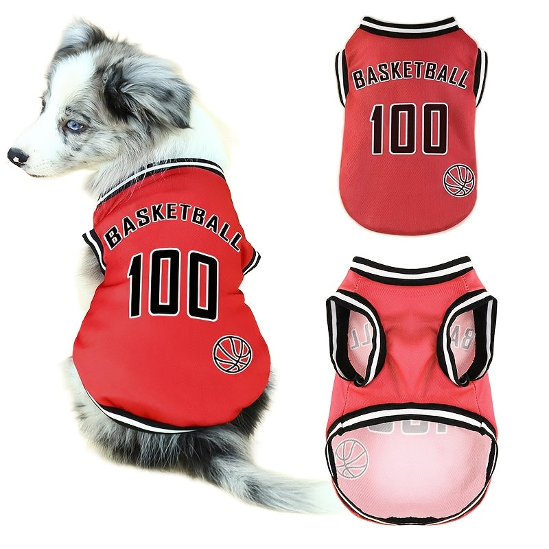 Cute Dog Basketball Vest Shirt Set for Summer Fun