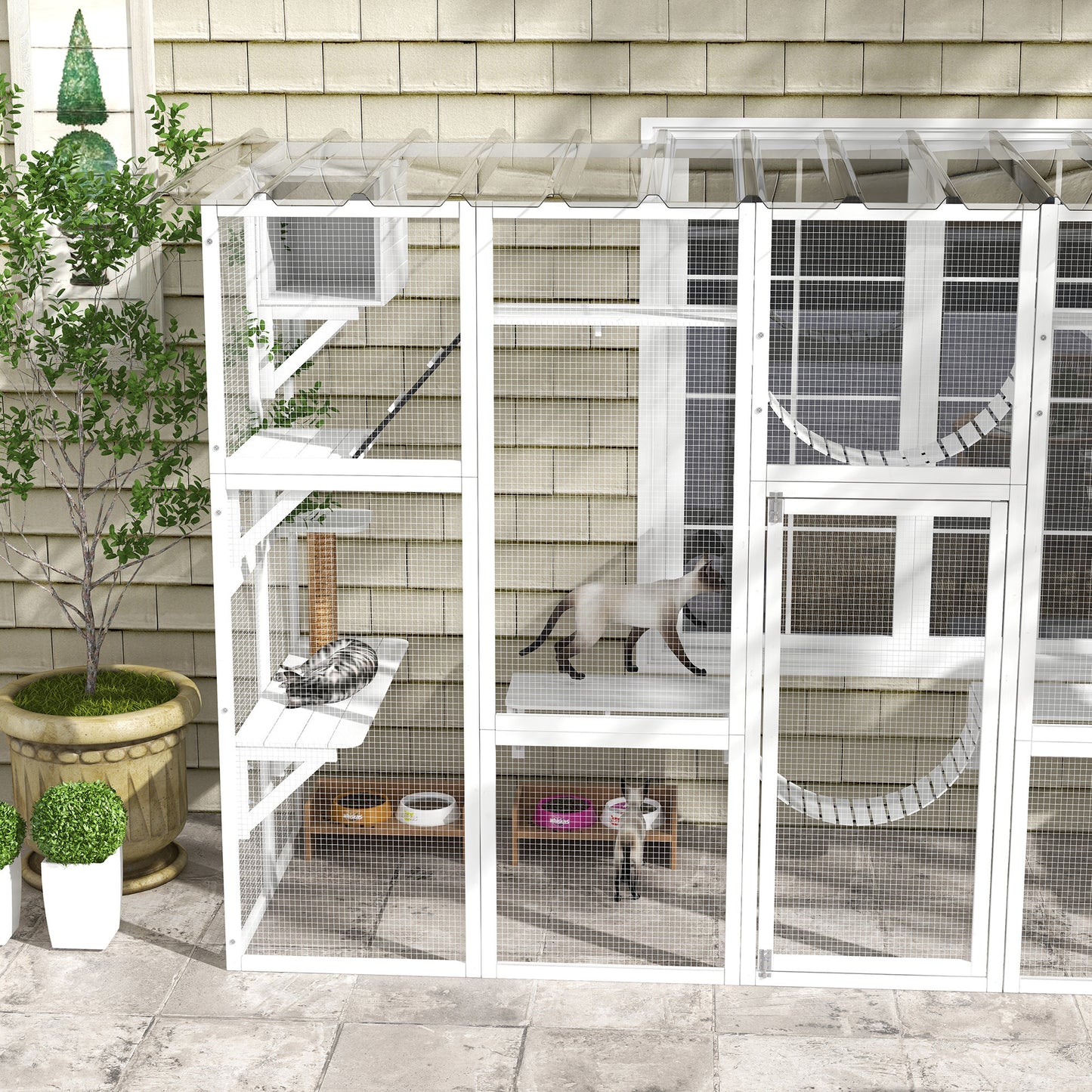 Outdoor Cat Catio Playground with Weather Protection and Shelves