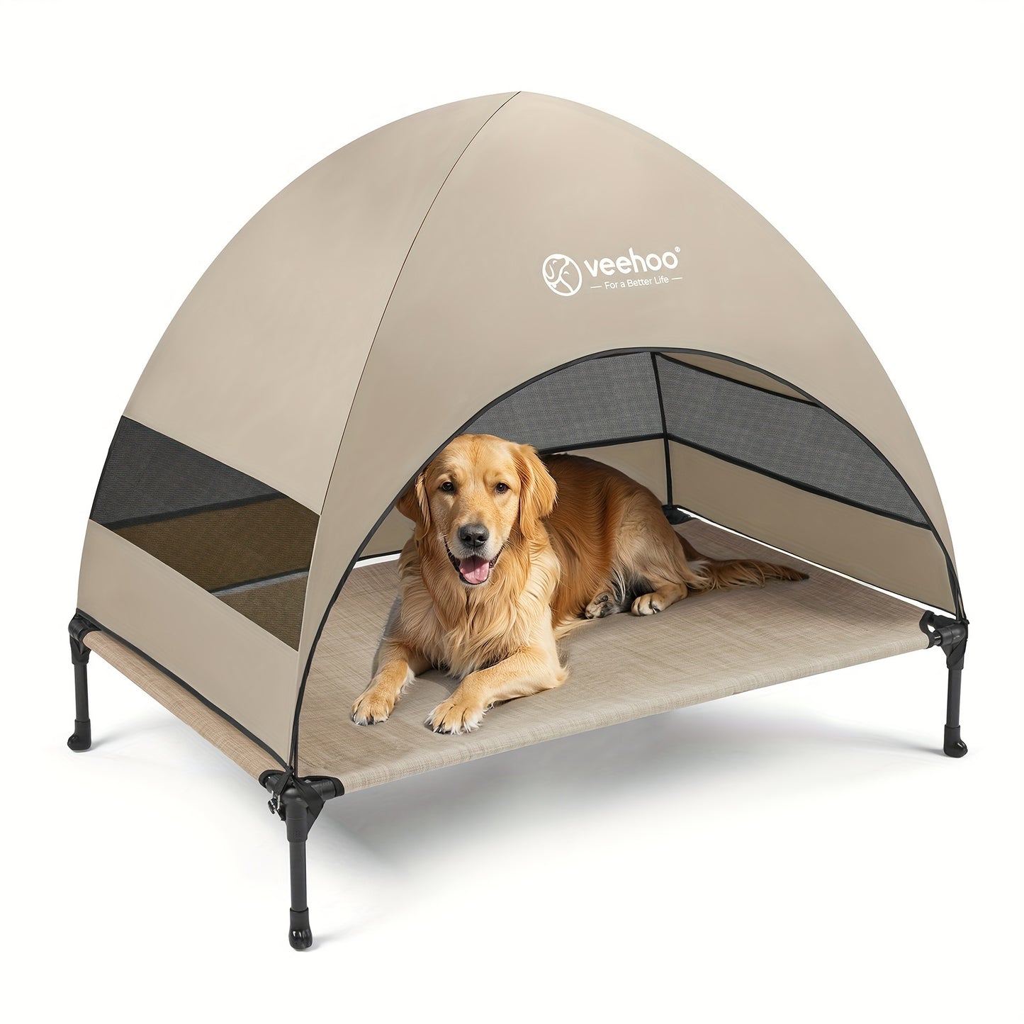 Veehoo Elevated Cooling Dog Bed with Removable Canopy