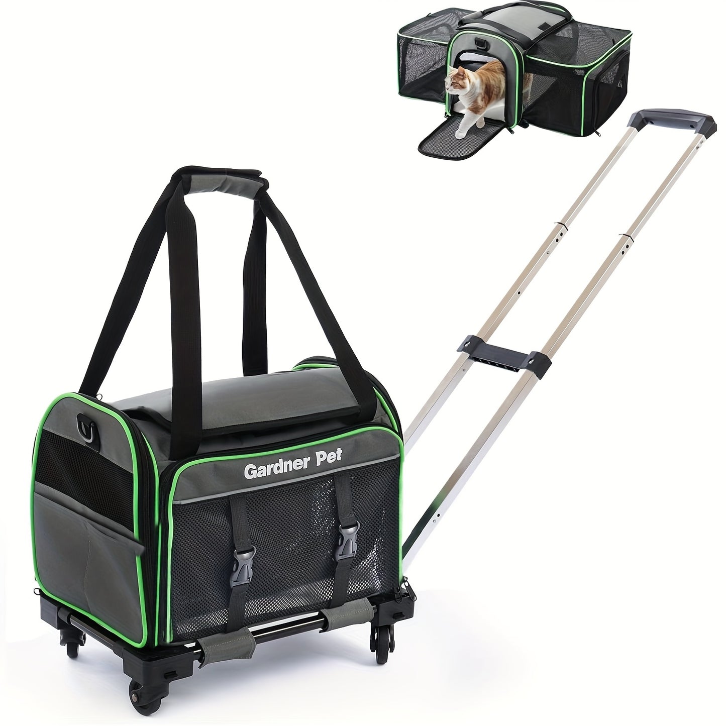 Under 15lb Collapsible Pet Carrier With Wheels For Cats