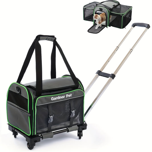 Under 15lb Collapsible Pet Carrier With Wheels For Cats