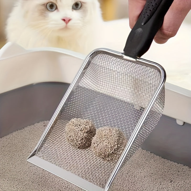 2pcs Extra Large Stainless Steel Cat Litter Scoop Durable Metal Pet Poop Shovel Efficient Filtration Tool