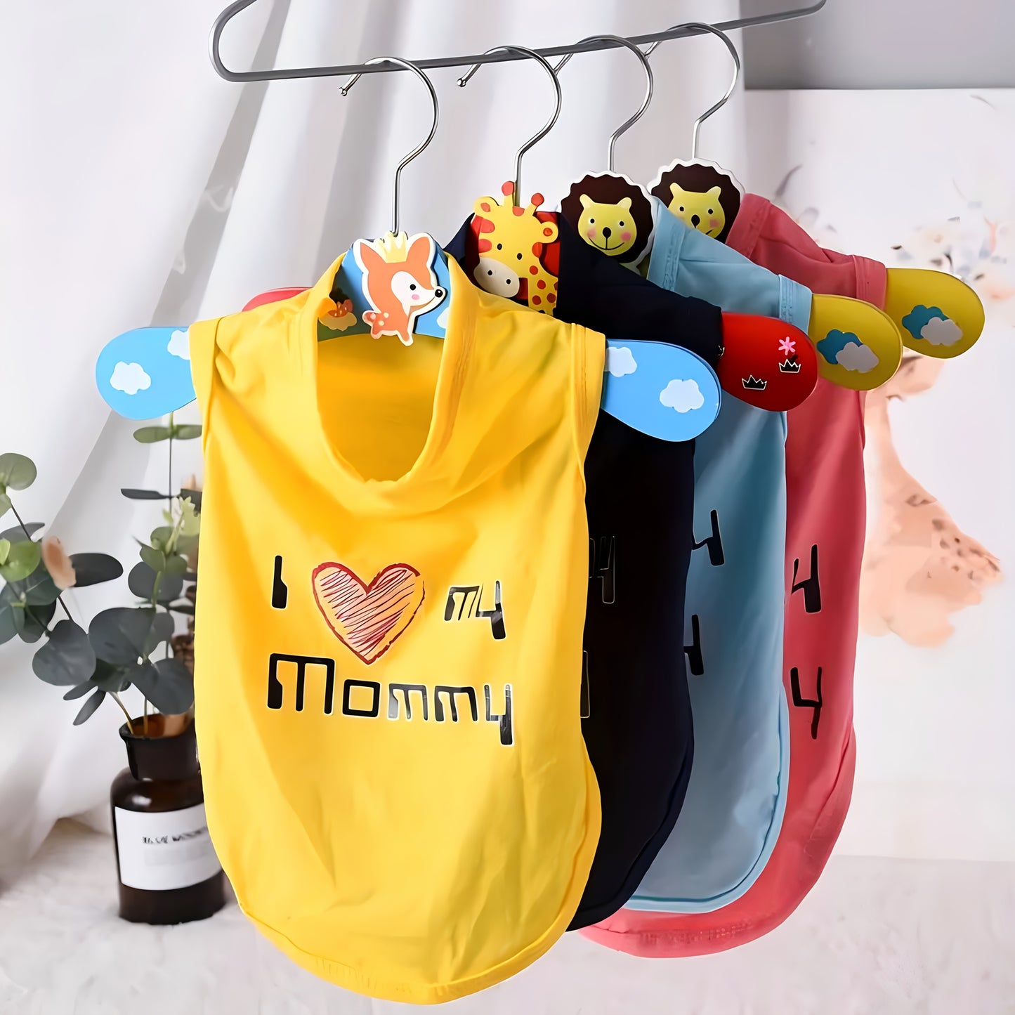 Dog T-Shirts with Embroidered I Love My Mom Design