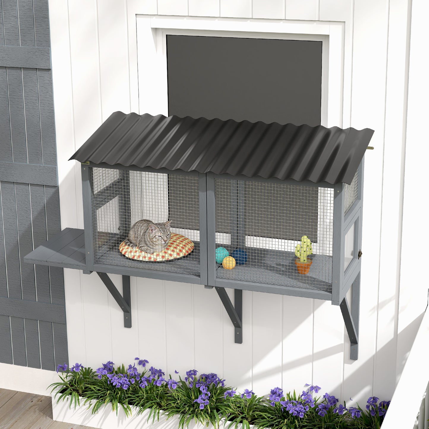 Outdoor Cat Enclosure Window Perch for Safe Nature Experience
