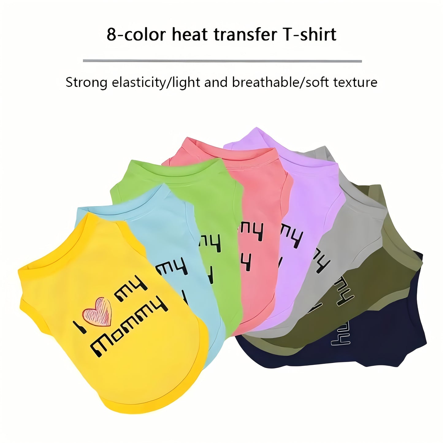 Dog T-Shirts with Embroidered I Love My Mom Design