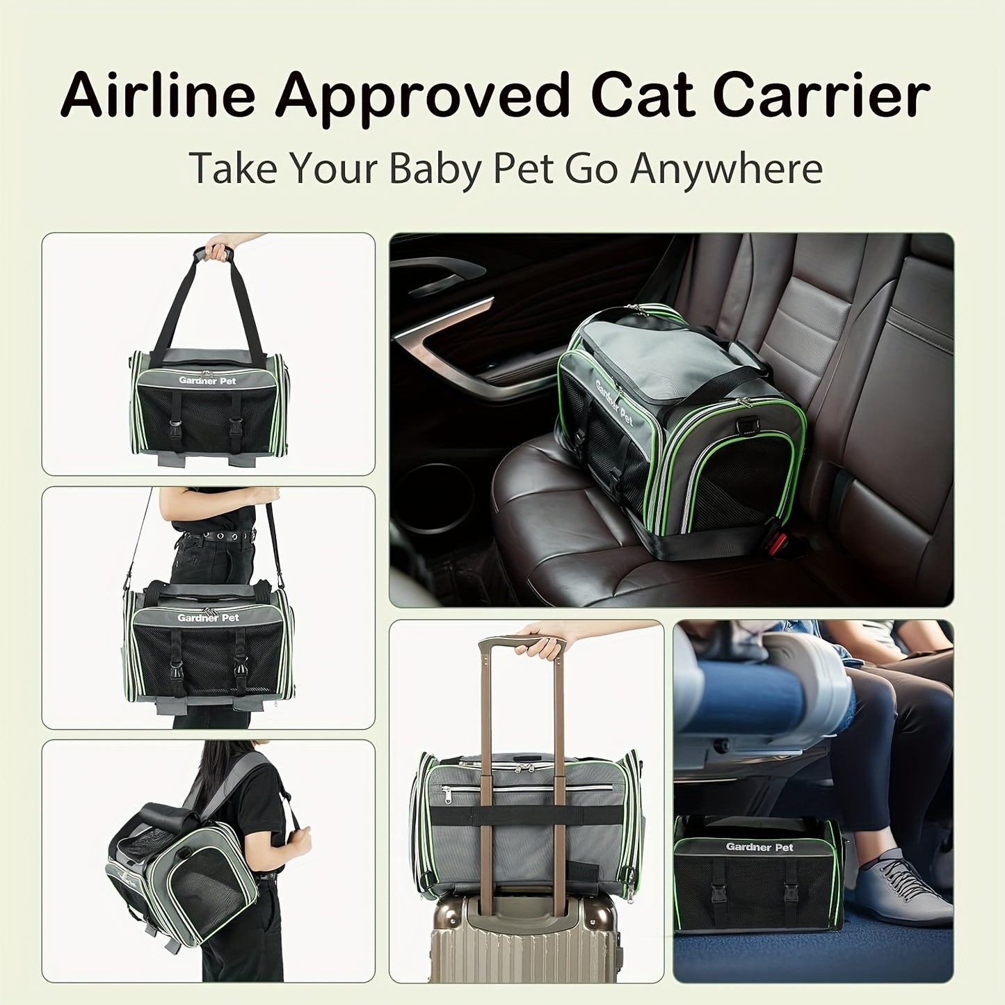 Under 15lb Collapsible Pet Carrier With Wheels For Cats