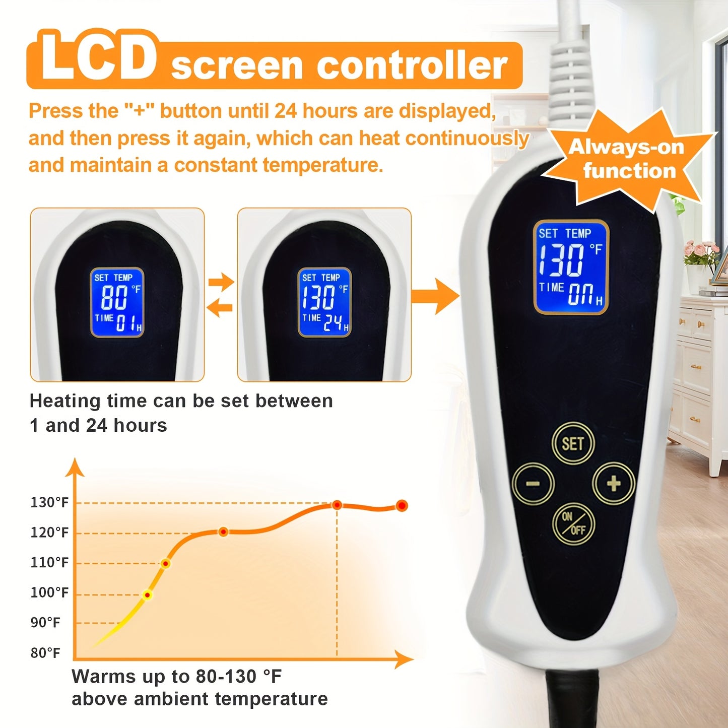 Pet Heating Pad with Smart Thermostatic Control and Timer