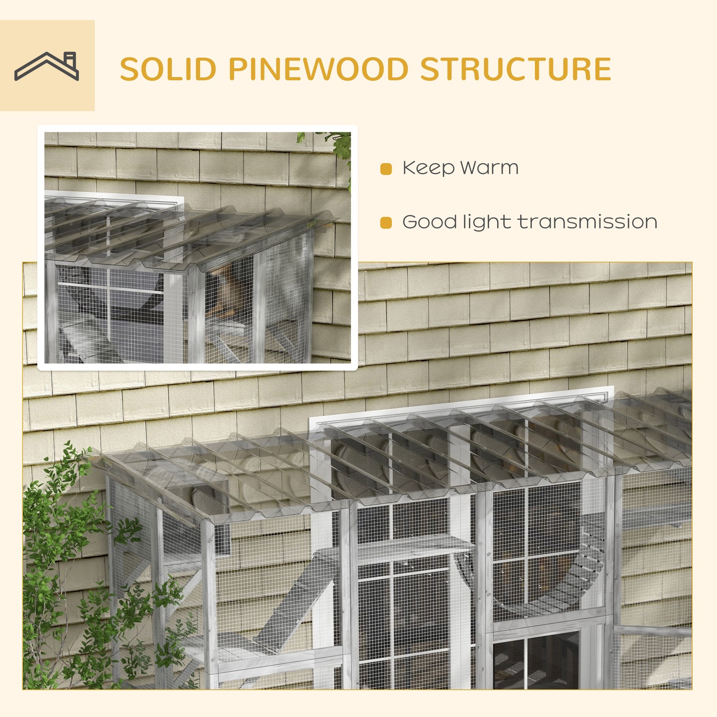 Outdoor Cat Catio Playground with Weather Protection and Shelves