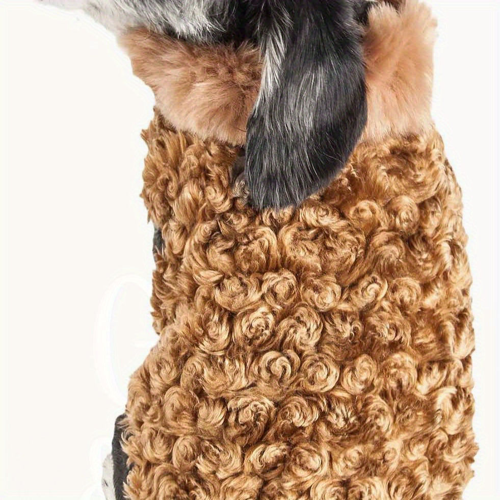 Luxury Shaggy Dog Coat with Faux-Fur Collar and Warm Lining