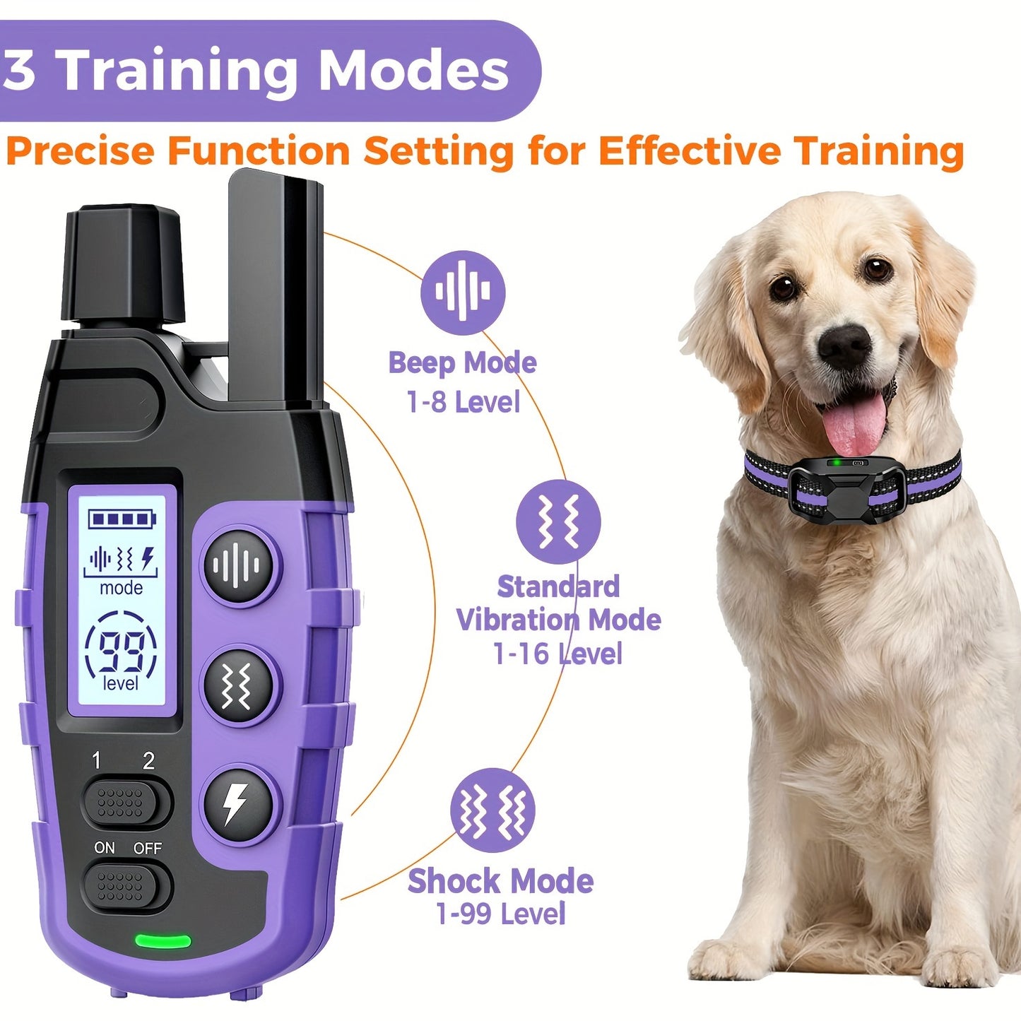 3300Ft Dog Training Collars With Remote Adjustable Strap