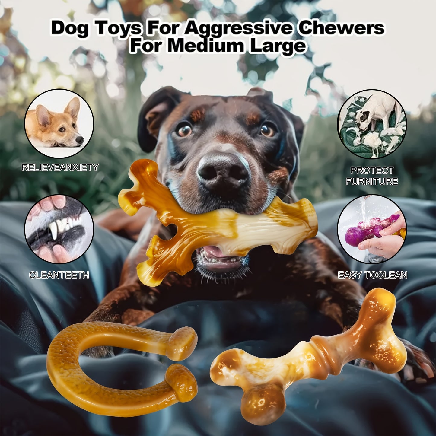 Durable Nylon Dog Chew Toys Bacon Flavor Pack